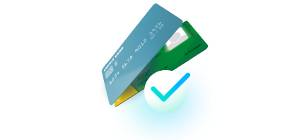 Illustration carte bancaire et carte vitale avec une coche "validé"