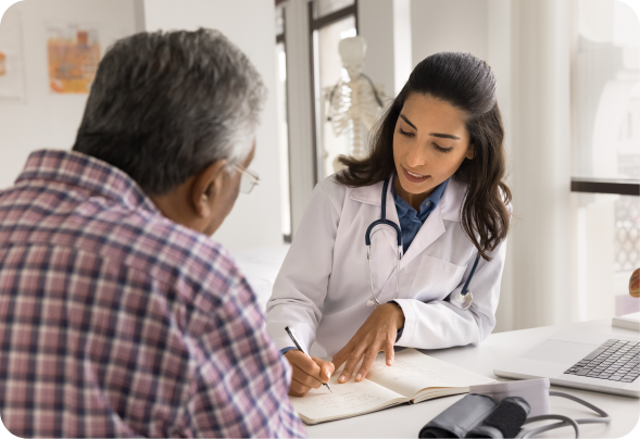 Photo d'un médecin en consultation